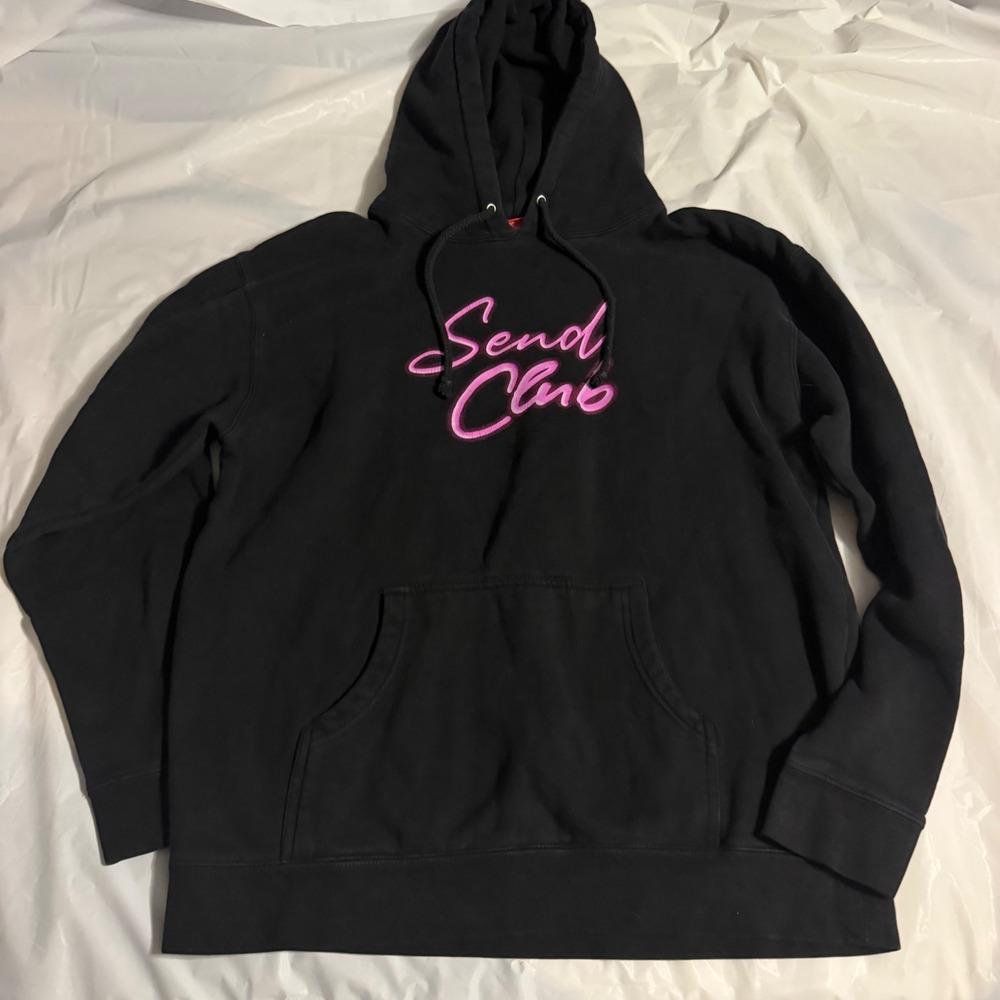 Full Send Mens Send Club Members Only Hoodie L Black Pink Neon Nelk Boys Graphic